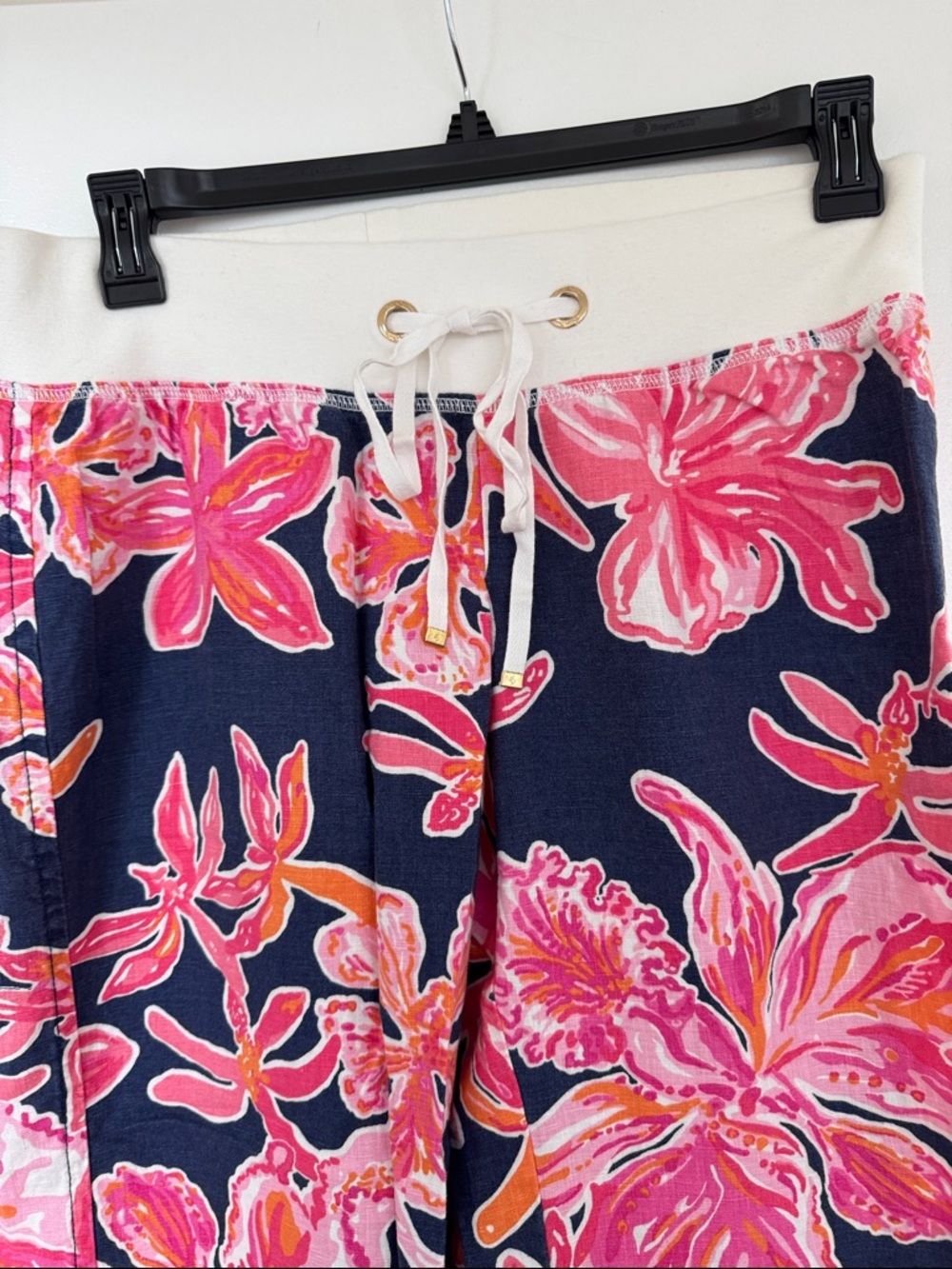 Lily Pulitzer Linen Drawstring Lounge Pants - Pink & Orange Flowers